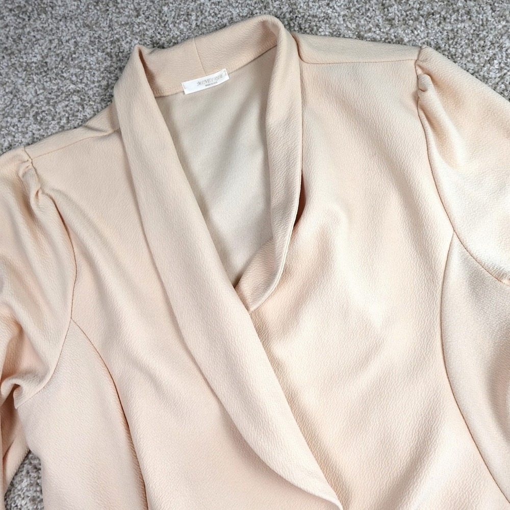 Mine Free Beige Open Front Draped Waterfall Blazer Jacket 3X Made in USA